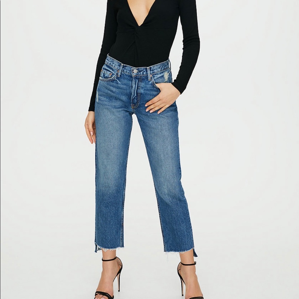 GRLFRND Helena Crop High Rise Straight Leg Jeans